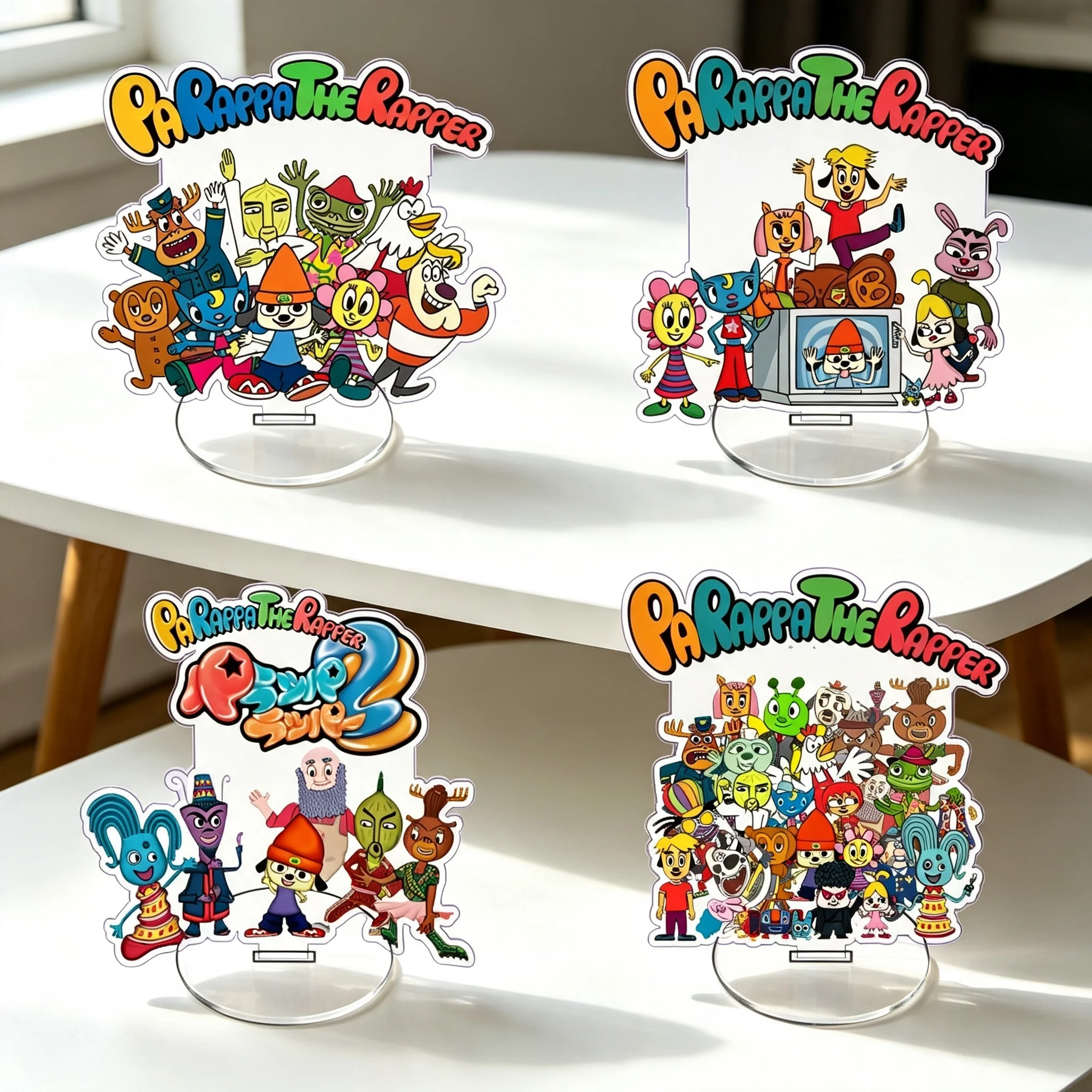 Rhythm Games PaRappa the Rapper Mametchi Group Photo Of Multiple People Q-Style Acrylic Stand Model Plate Keychains Desk Decor