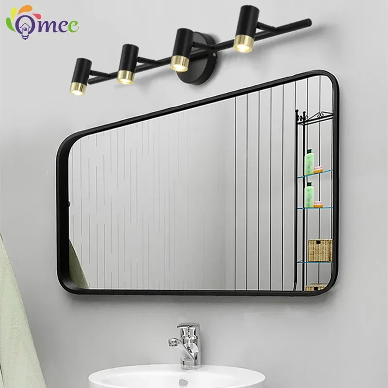 

OMEE Black/White LED Wall Lamps Indoor Mirror Light Waterproof Modern Wall Lamp Hotel Home Bathroom Lighting AC85-265V Spotlight