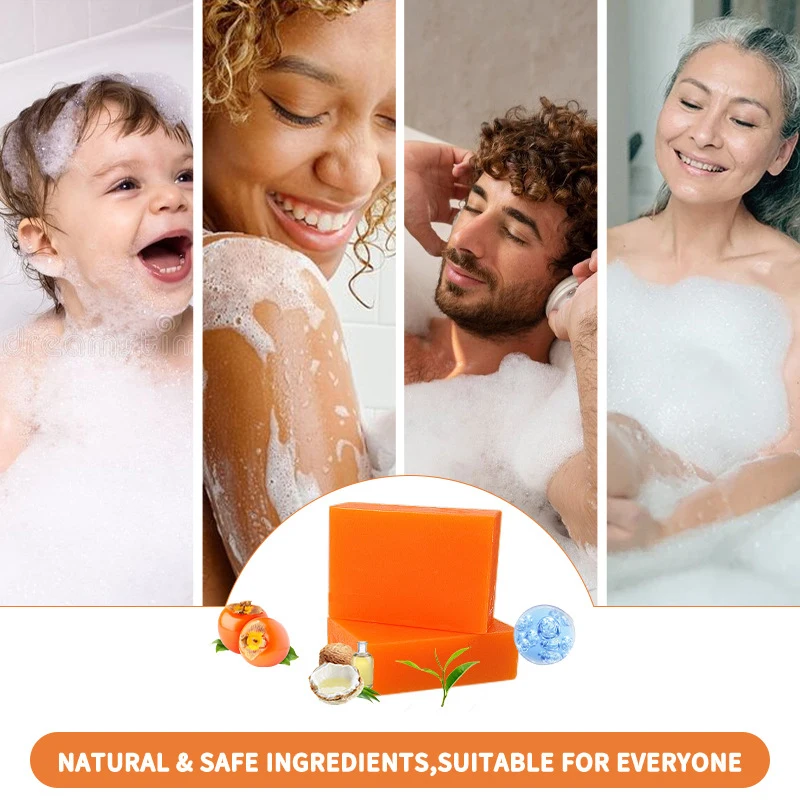 قالب صابون حليب الماعز والشاي البرسيمون، تقشير خفيف للوجه والجسم، تنظيف عميق، القضاء على الرائحة، مزيل عرق طبيعي لرائحة كبار السن