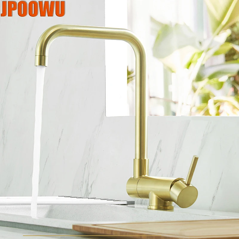 

Brush Gold Folding Faucet Kitchen Hot Cold Mixer Crane Sink Stainless Steel Window Tap Modern 360 Degree Rotation Faucets Grifo