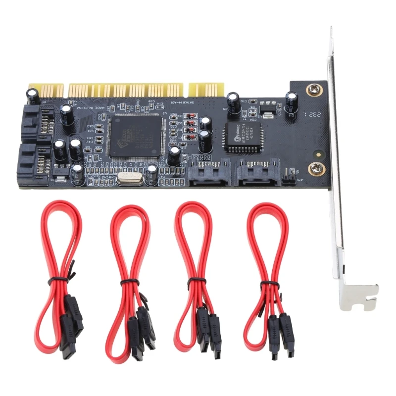 

Internal PCI Sata Raid Controller Expansion Card PCI to 4 Sata Ports Adapter Converter for Desktop PC Support HDD SSD