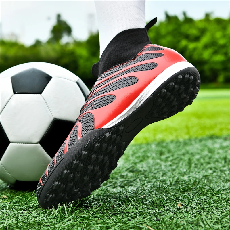 2024 Men\'s Soccer Shoes Large Size Ultralight Football Boots Boys Sneakers Non-Slip AG/TF Soccer Cleats Ankle Boots Unisex