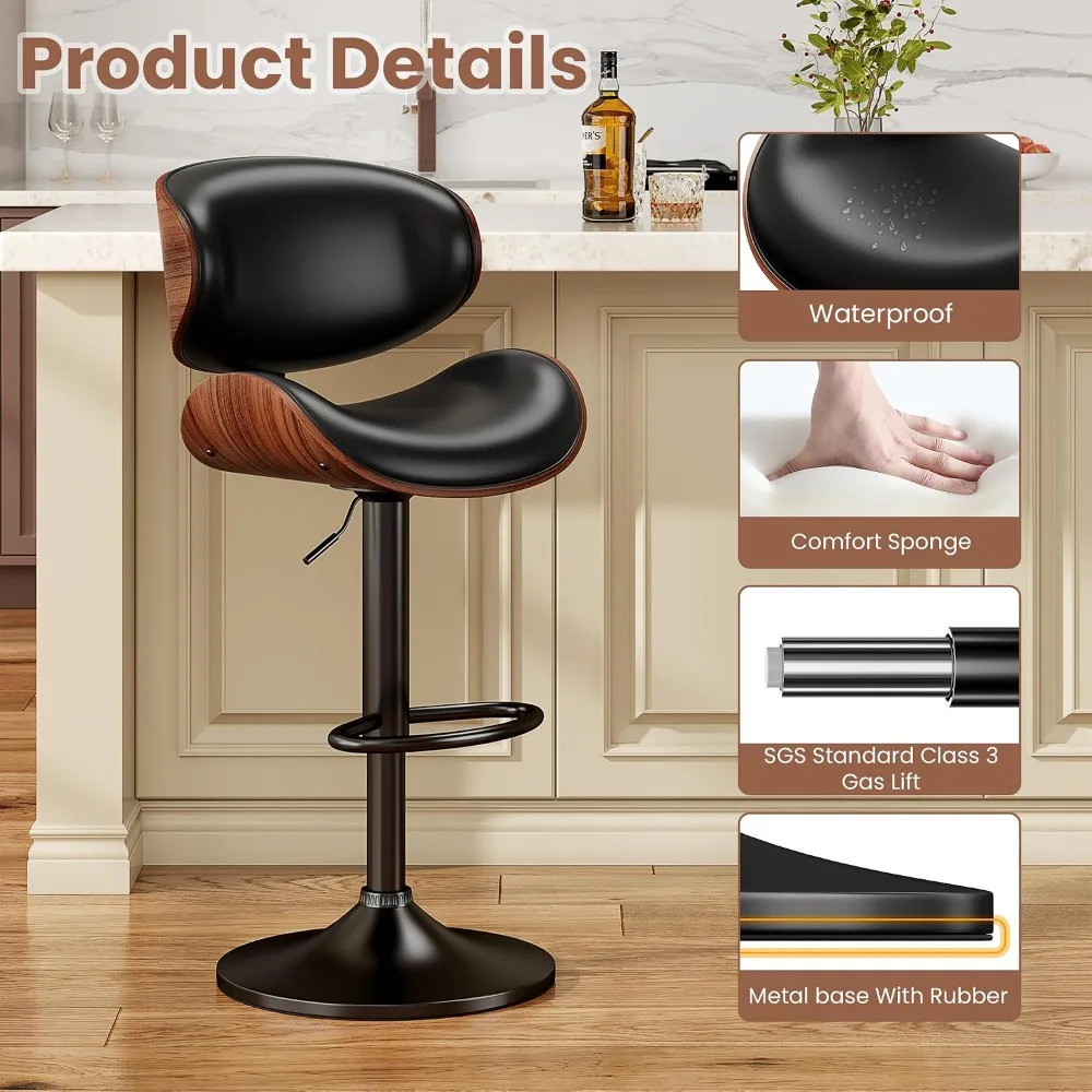 Taburetes de bar modernos de lino con respaldo y brazos para barra de cocina, juego de 3 de 26 pulgadas, personalizables