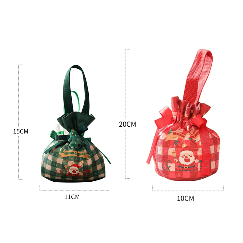 Creative Handheld Christmas Apple Gift Bag Christmas Eve Drawstring Pouches Portable Candy Cookies Packaging Bag Holiday Gifts