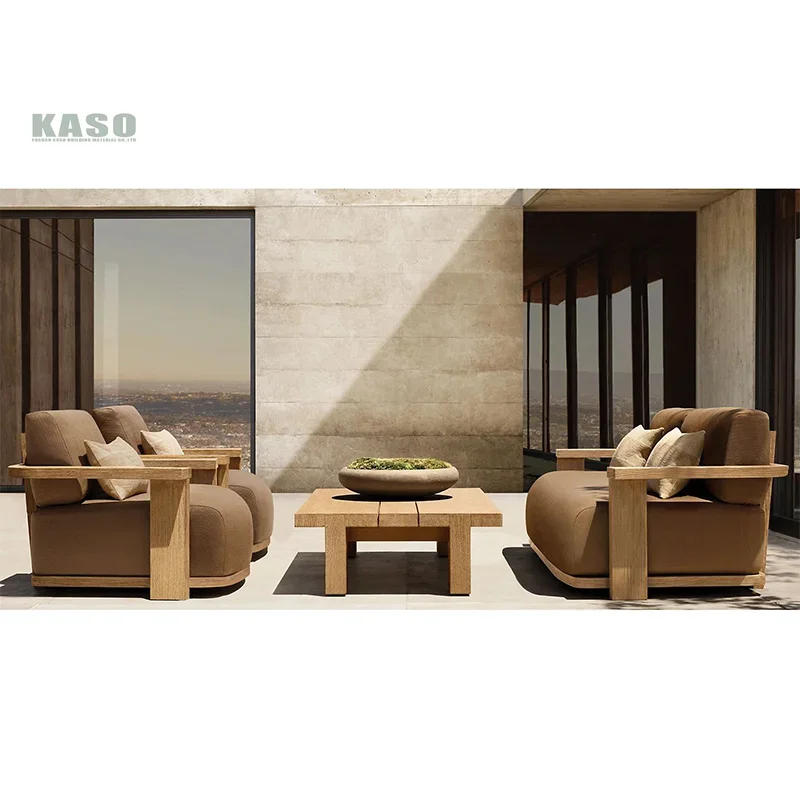 Patio Furniture Sofa Set Waterproof Hotel Luxury Sets Lounge Aluminum Courtyard Villa Wood Chaise Teak Outdoor Garden 