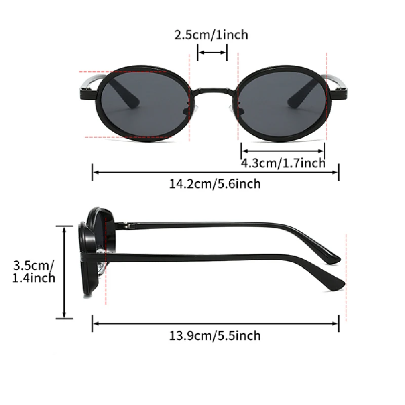 KAMMPT Vintage Punk Sunglasses 2024 New Fashion Oval Metal Gradient Sun Glasses Ins Trendy Luxury Brand Design Stylish Shades