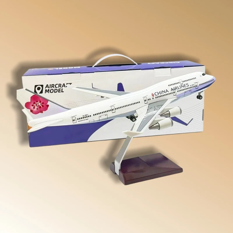 

China Airlines B747 Model Plane 37cm Resin Light-Up Display Stand Included Aviation Themed Collectible Adult Toy Souvenir
