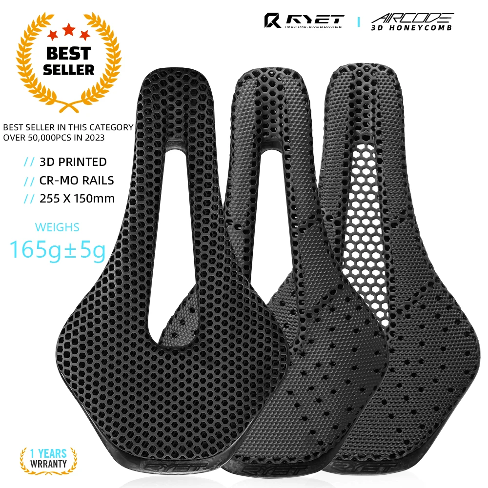 RYET Full Carbon 3D Printed Saddle Ultralight Hollow Comfortable Breathable MTB Road Racing Bike Cycling Seat Bicycle Accessory