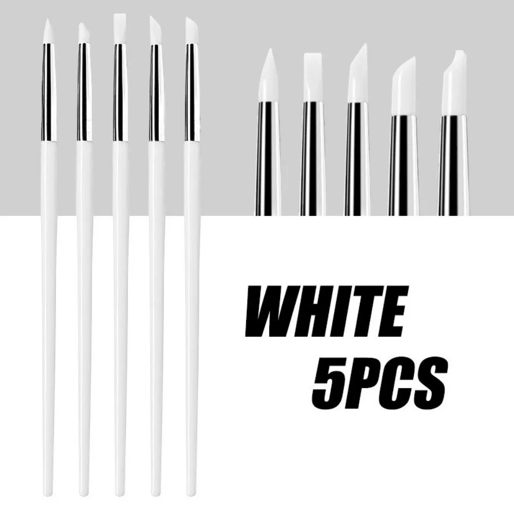 5Pcs/set Multi-functional Silicone Nail Brush 5Pcs Set Dual Ended Dotting Brushes Easy Clean Manicure Tools Painting