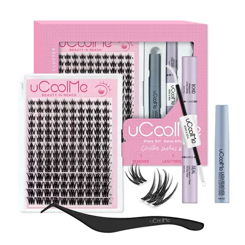 uCoolMe Lashes Fairy Bloom Manga Clusters Kit with Bond and Seal Remover Long lasting Waterproof Anime Fluffy Lashes Extension