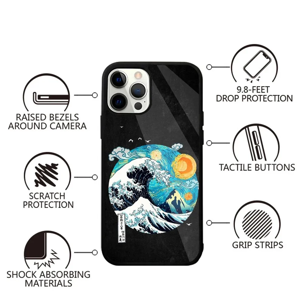 Great Wave Kanagawa Phone Case Strong Magnetic For IPhone 15,14,13,Pro,Max,Plus,11,12,Mini For Magsafe Wireless Charging