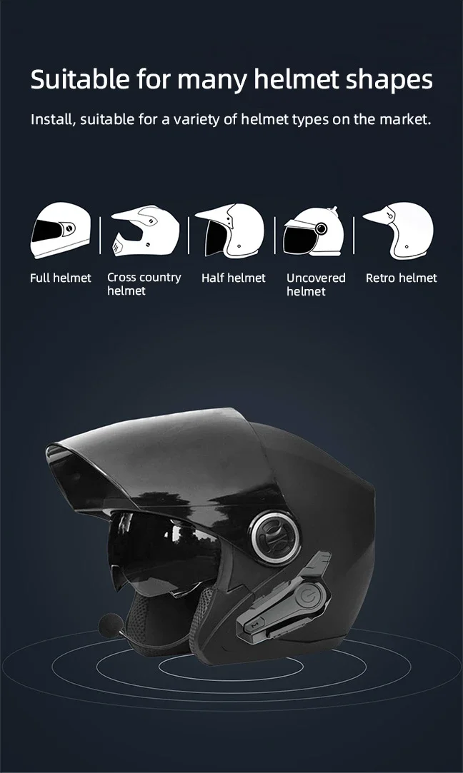 X1 Plus Motorradhelm-Intercom Bluetooth 5.0 Motorrad-Funkheadset 1000m Interphone-Lautsprecher Freisprecheinrichtung Walkie-Talkie für Helme – Detail 7