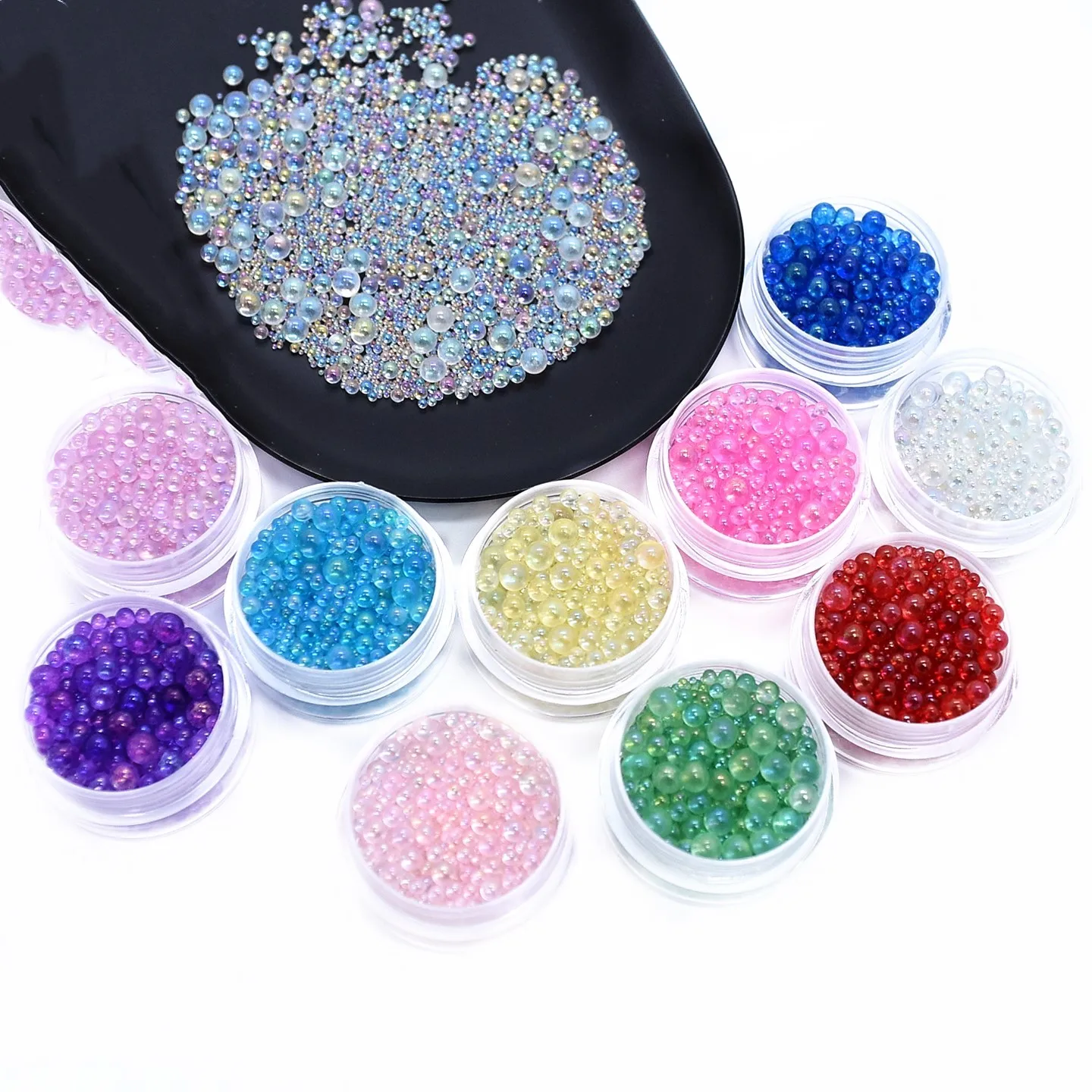 one box Mini Bubble ball beads 1-3mm mixed tiny beads for glass globe silicon mold filler charms
