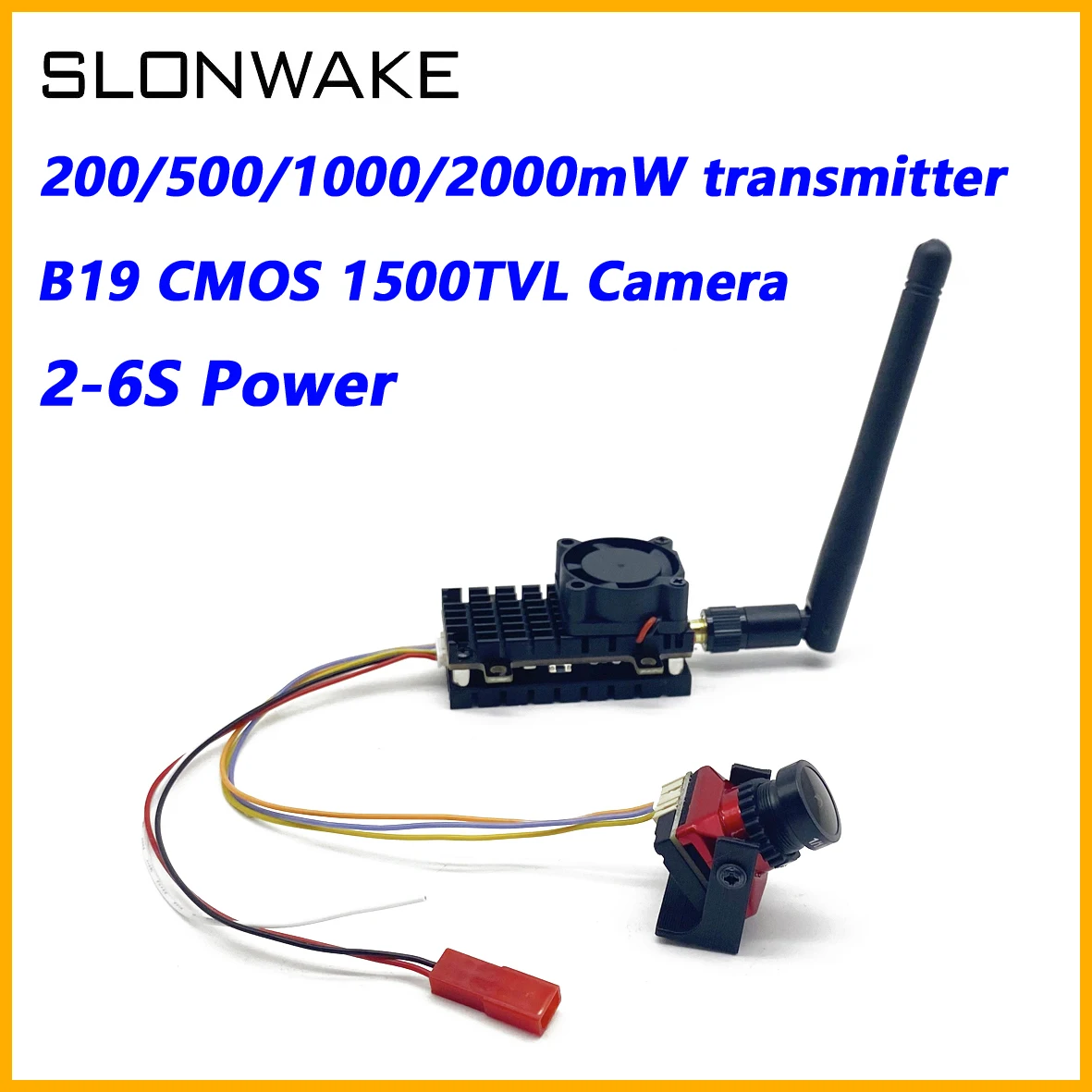 Transmisor Inalámbrico FPV de más de 20km, 5,8G, 2000mW, CMOS con VTX 1500TVL, cámara B19, micrófono incorporado, uso para piezas de cuadricóptero RC