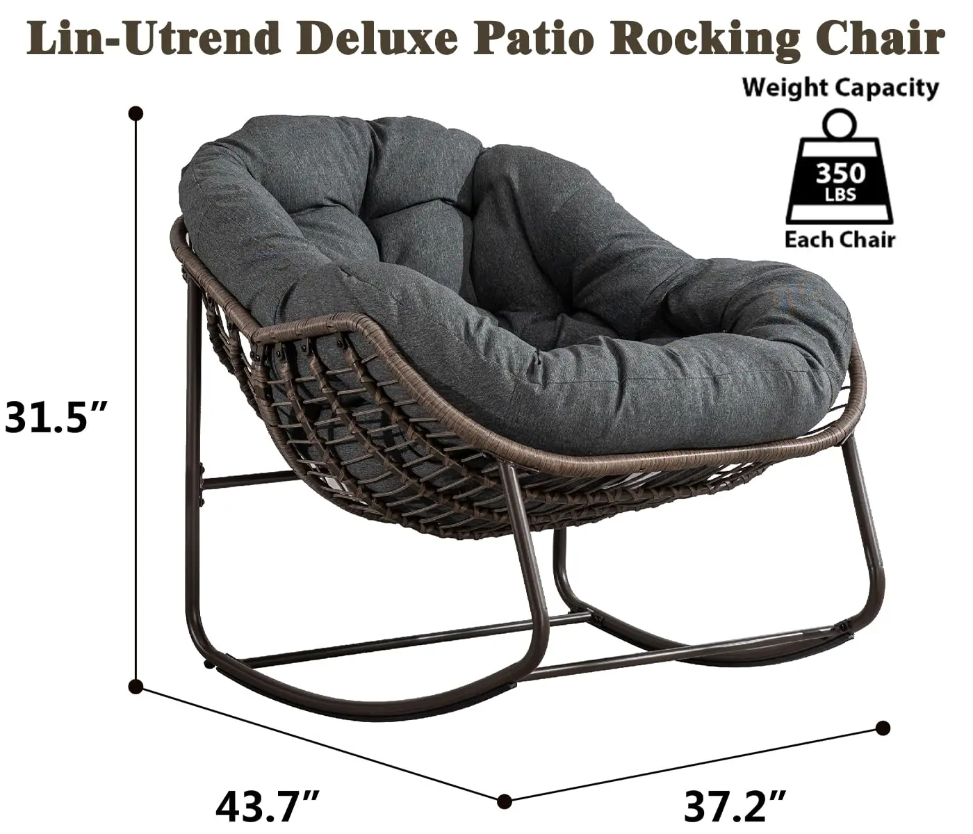 Oversized Rocking Chair Set 2, Indoor & Outdoor Upholstered Lounge Chair, Modern Patio Garden Porch, Olive Green, Customized