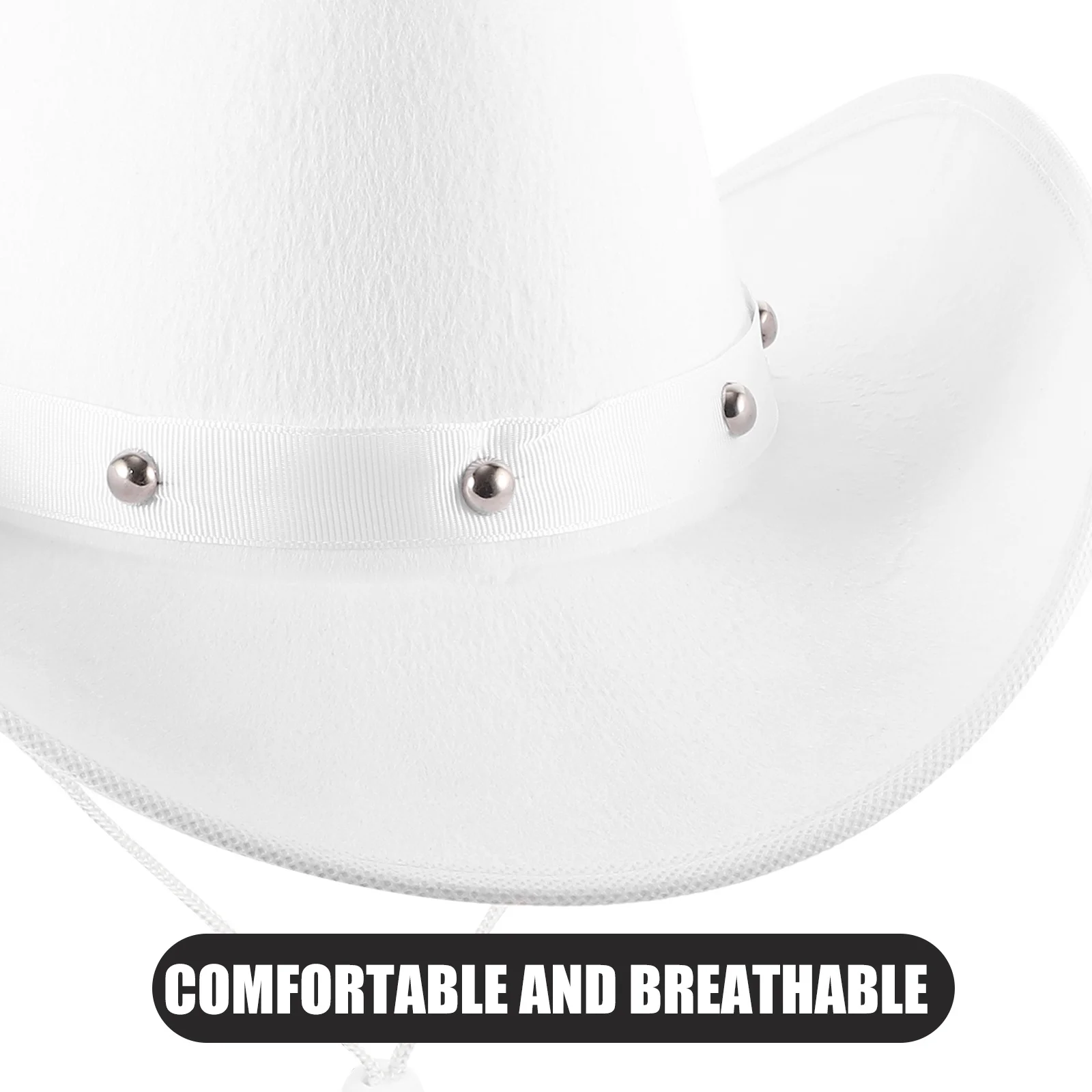 قبعة رعاة البقر للنساء قبعات راعية البقر بيضاء غير منسوجة من القماش على الطراز الغربي خفيفة الوزن ومحمولة وقابلة للتنفس للحفلات التنكرية للأطفال الصغار #1