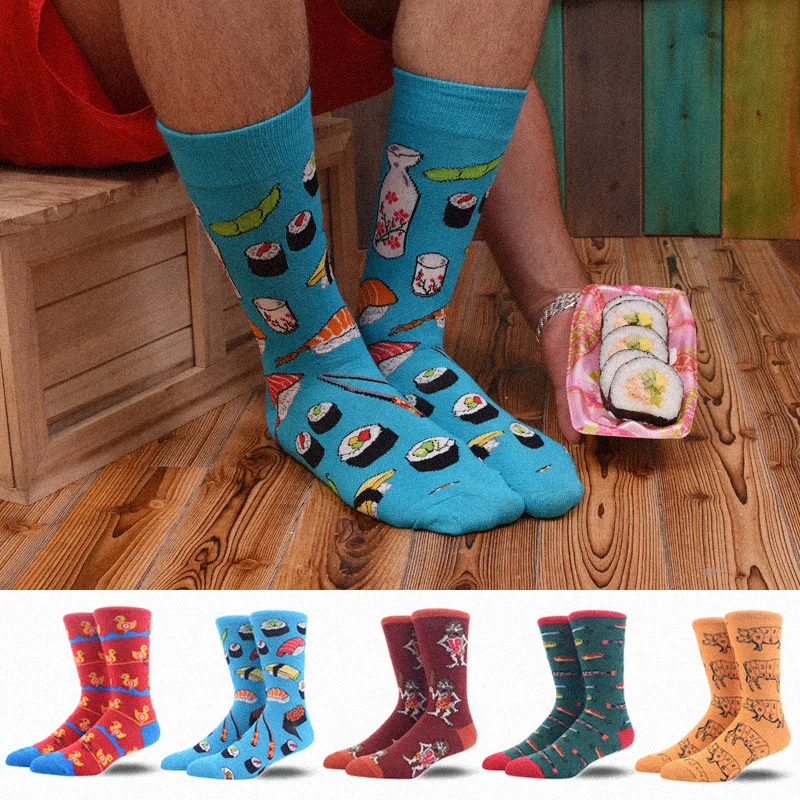 

Wedding Funny Socks Men Cartoon Animal Pug Monkey Food Sushi Creative Men Socks Calcetines Hombre Divertido Skarpetki