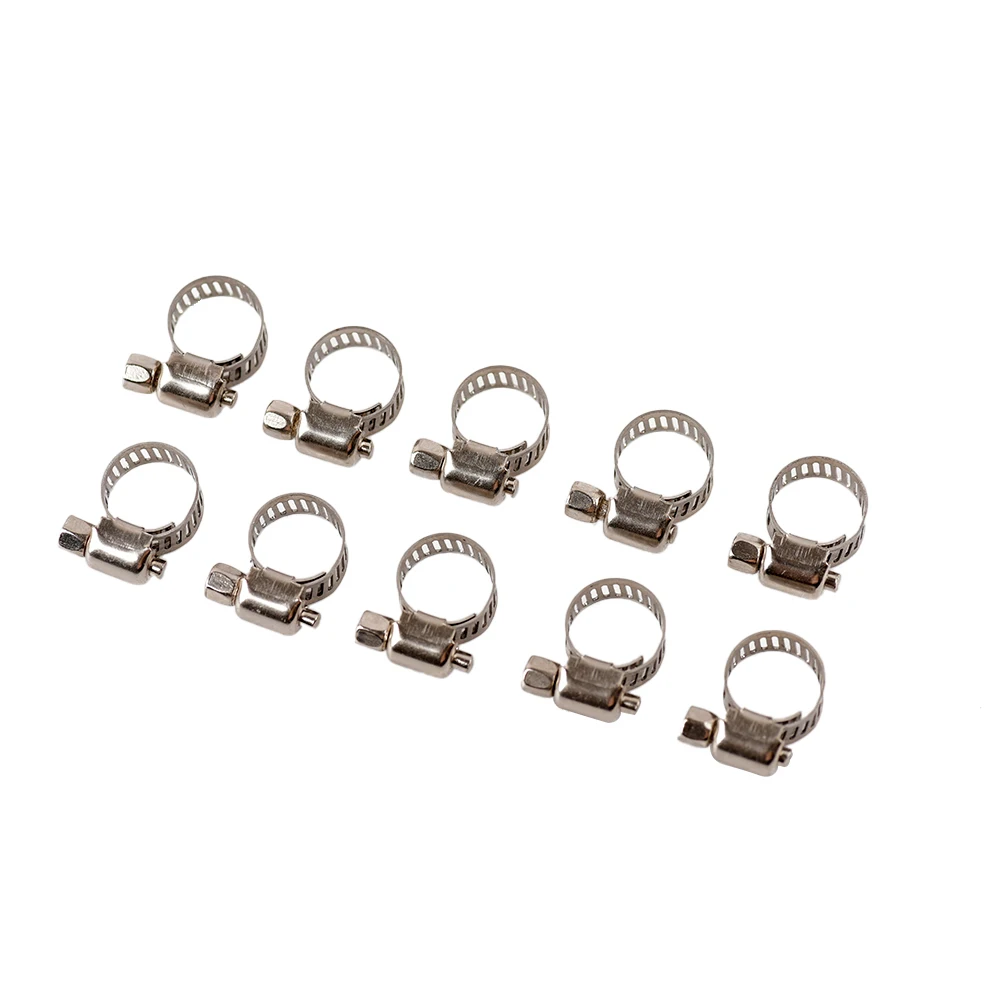 10Pcs 6 to 12mm 304 Stainless Steel Adjustable Drive Hose Clamp Fuel Line Worm Size Clip Hoop Hose Clamp