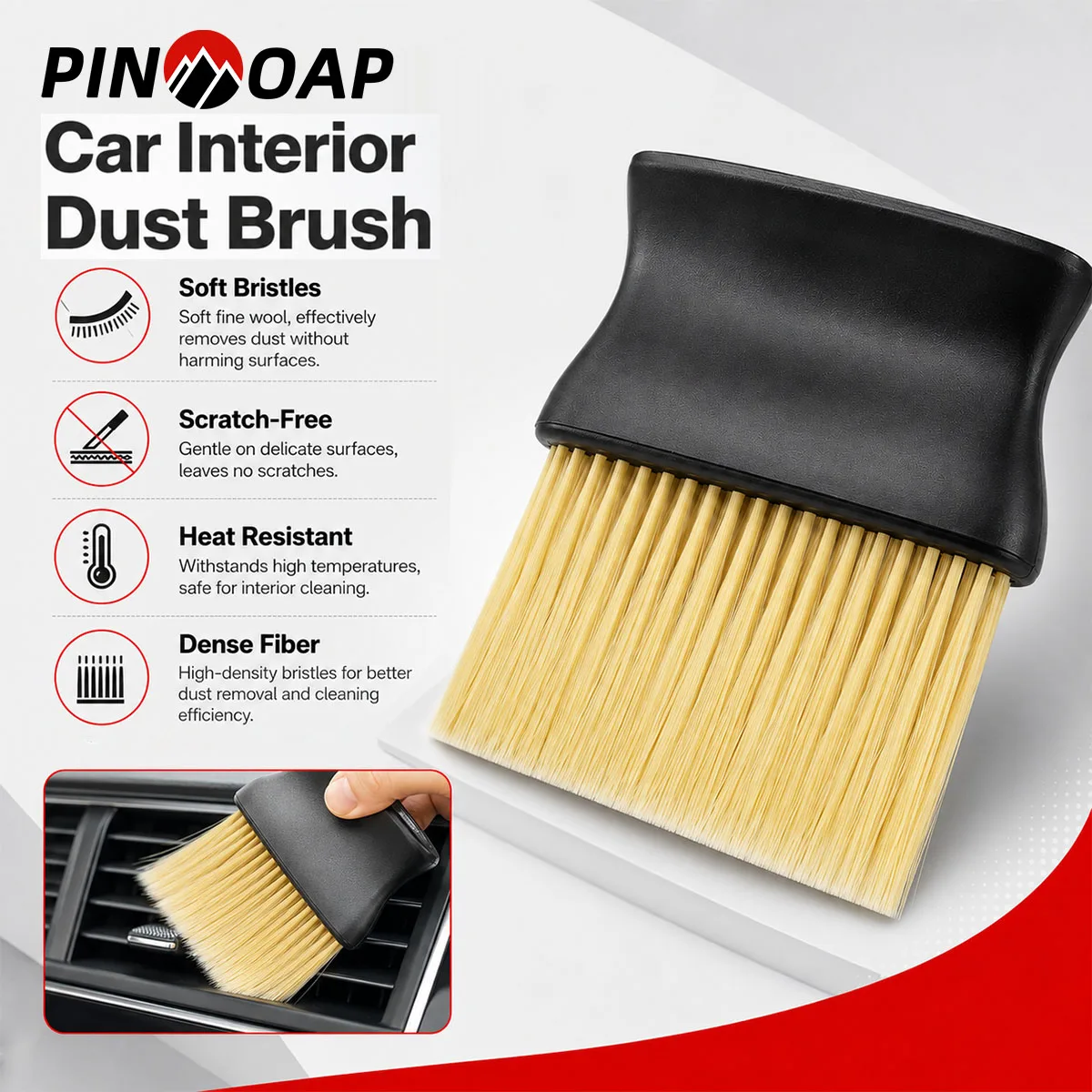 PINMOAP 1/2/5PCS Car Motorcycle Detailing Brush Set Soft Bristle Cleaning Brush For Wheel Rim Interior Air Vent Engine Bay Wash