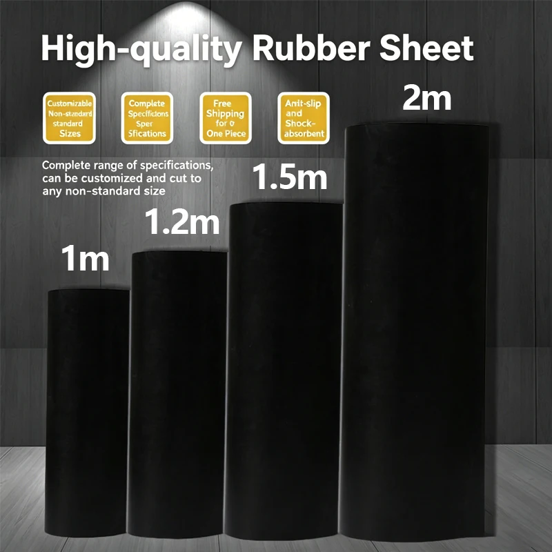 Rubber Mat Black Insulation Oil Resistant Wear Resistant Anti Slip Thickened Shock Absorption Rubber Pad Sheet 1mm 6mm