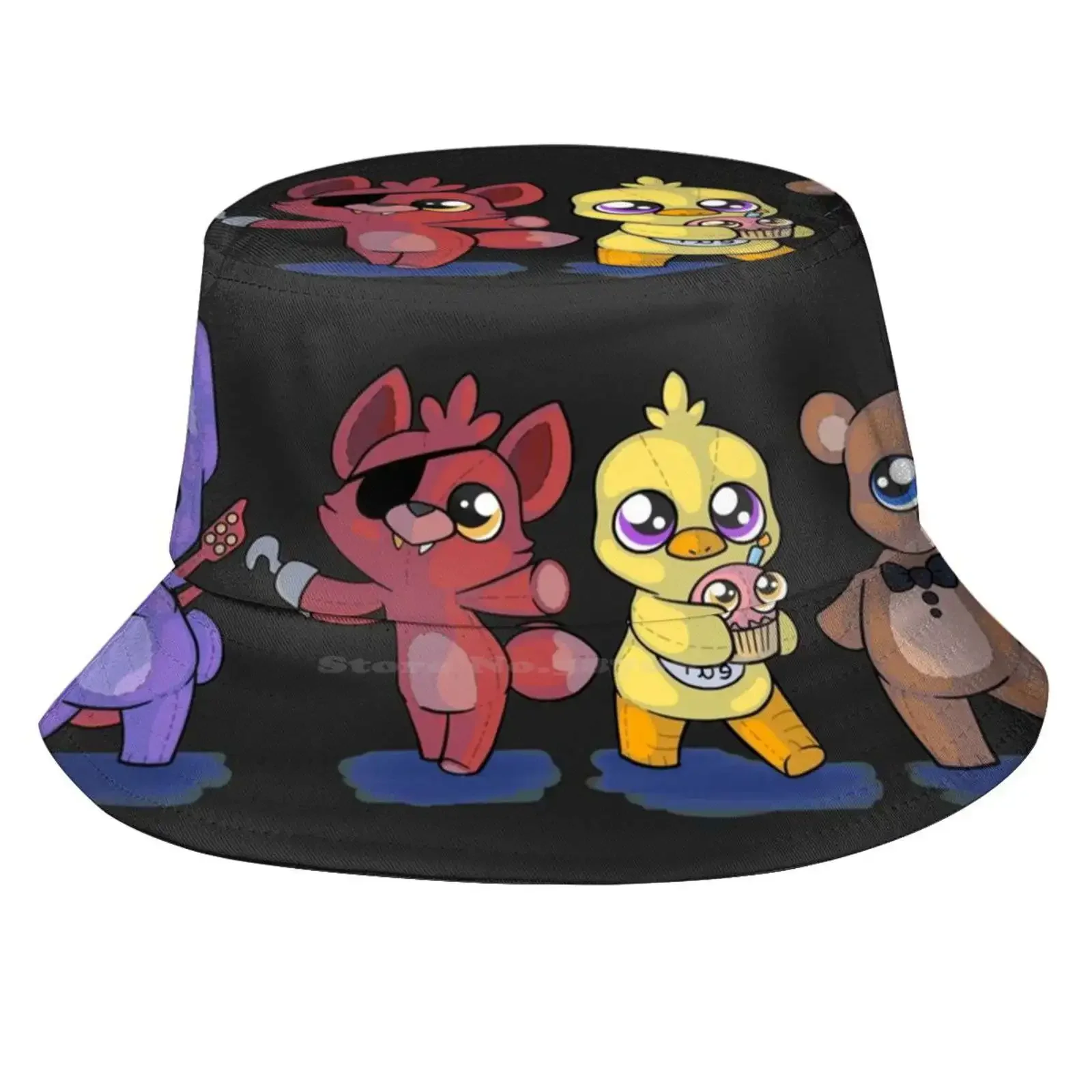 The Plush Gang Sun Cap Fisherman Hat Bucket Hats Fnaf Freddie Chica Bonnie Foxy Geek Gaming Cute Plush