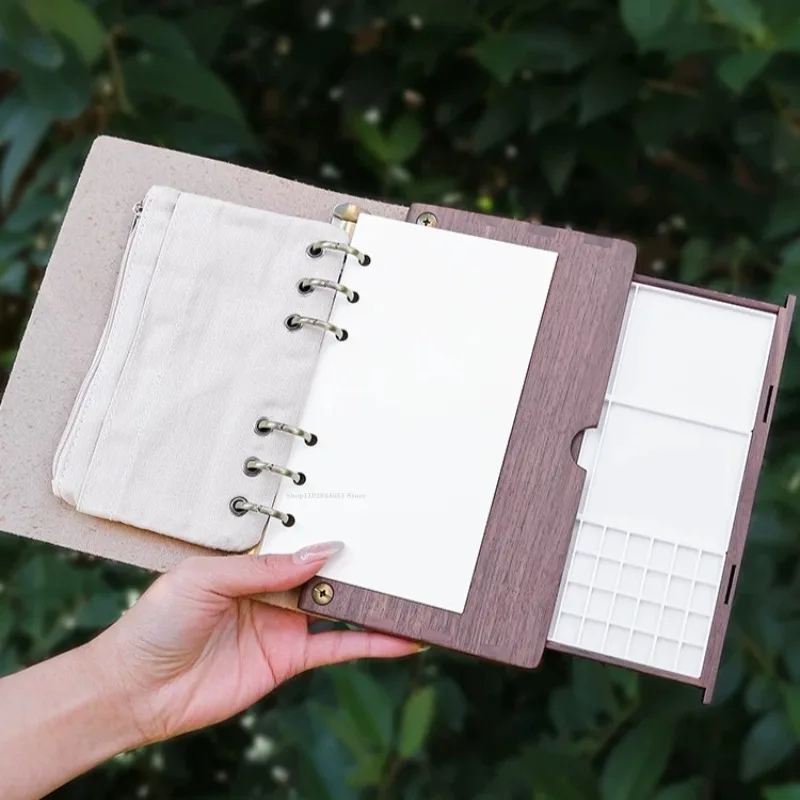 A6/7 Loose-leaf Drawing Book Watercolor Pull-out Sub-package Box Pencil Case Tool Set Portable Travel Sketching Art Supplies