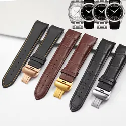 Curved End Genuine Leather Watch strap 22mm 23mm 24mm for Tissot Couturier T035 T035T035617A T035439A Brown Black Men WatchBand