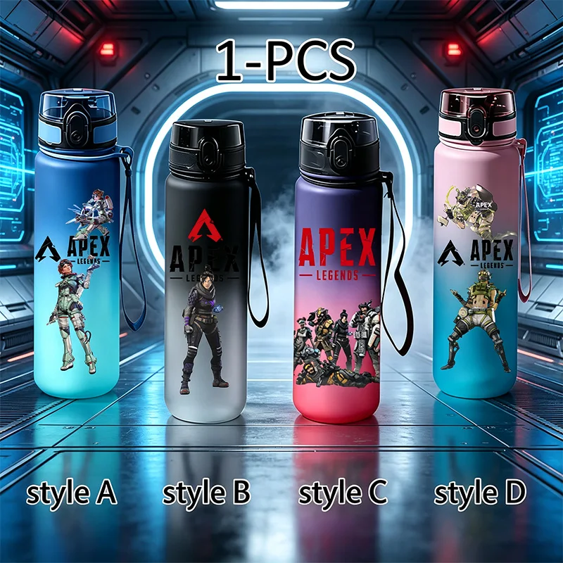 Apex Legends 650ml Gradient Sports Water Bottle Flip-lid Leak Resistant Travel Cup with Hand Strap