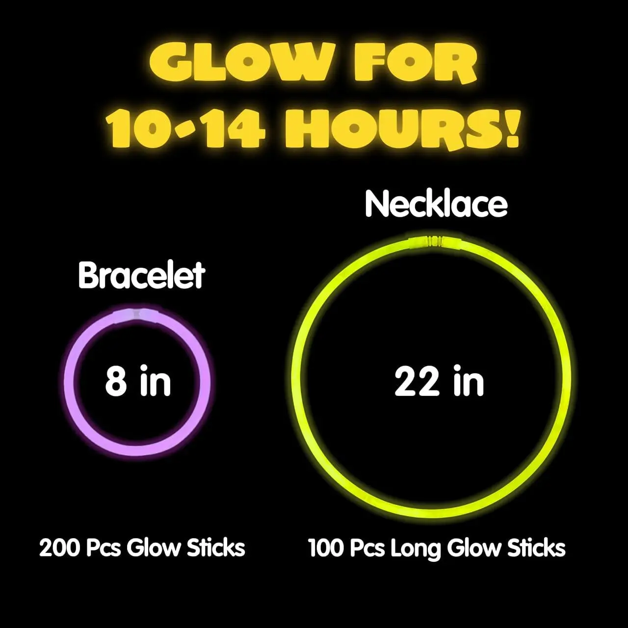 300 Pack Glow Sticks,100ct 22''Glow Necklaces and 200 Pcs 8" Glow Sticks Bulk,300 Pcs Connectors,Glow in The Dark Party Supplies