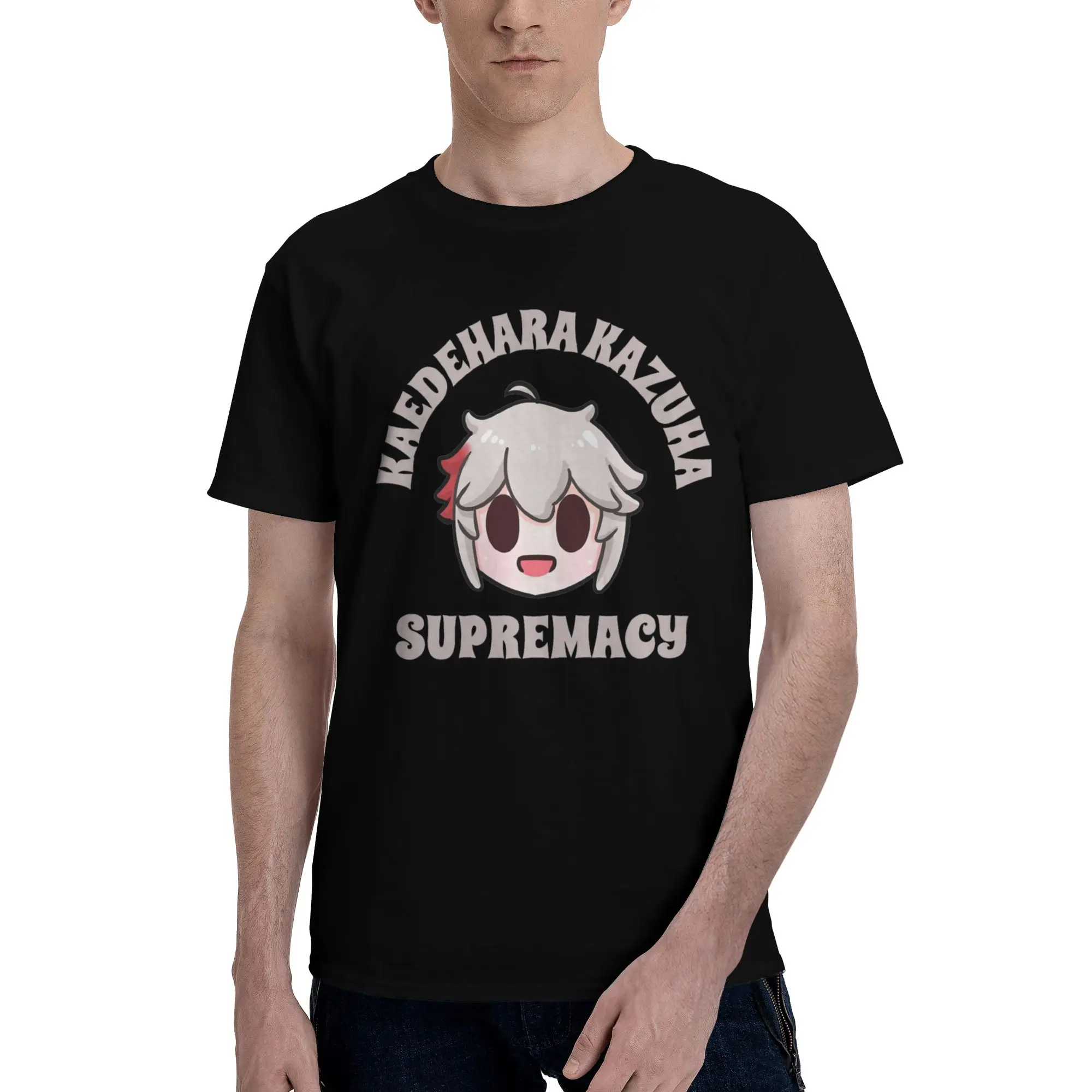 Genshin Impact Kaedehara Kazuha Supremacy Chibi T Shirts Men's Pure Cotton T-Shirts Round Collar  Tees Short Sleeve Summer