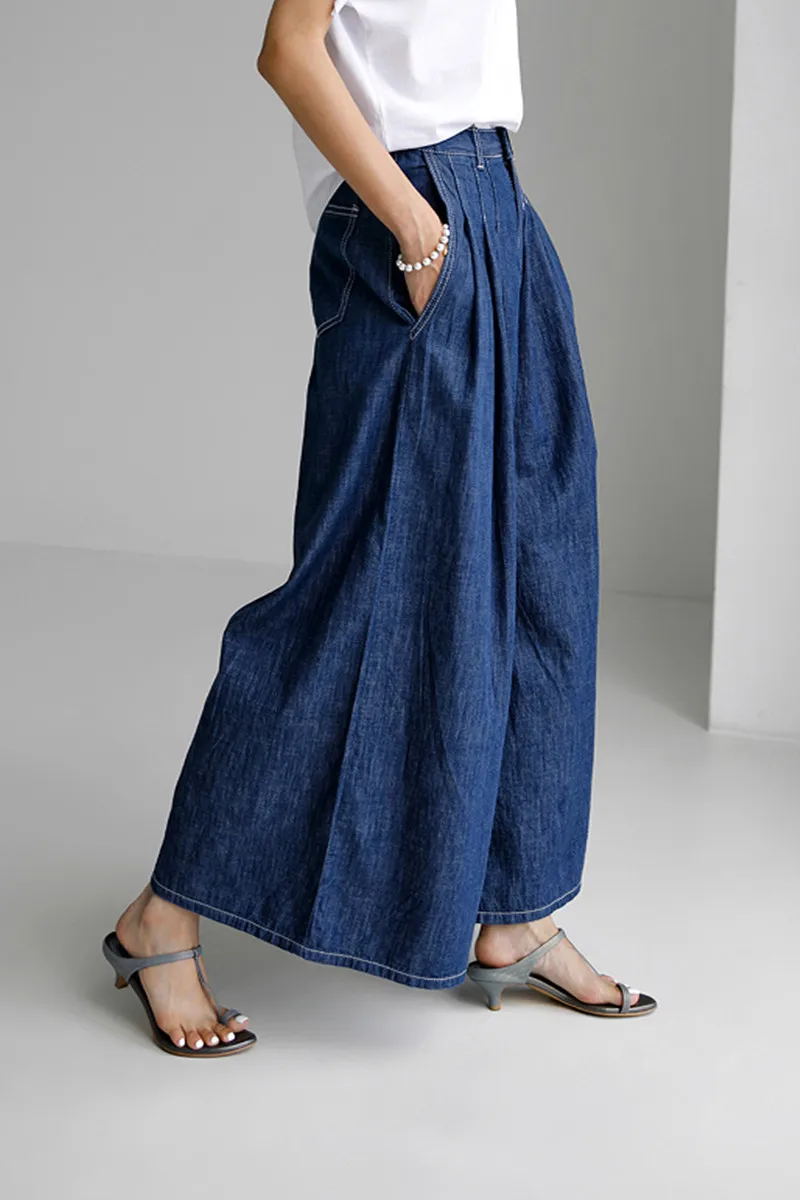 Faionable عالية الخصر واسعة الساق الدينيم الجينز المرأة سراويل تقليدية فضفاضة الربيع الصيف جديد Sle التخسيس ثنى جينز قطني