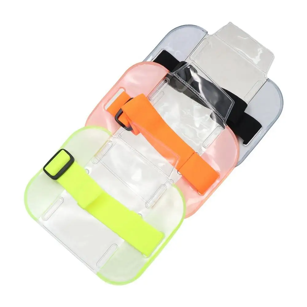 

Solid Color Men PVC Women Arm Elastic Band Bag ID Badge Holder Photo Armband Credit Card Case Transparent Elastic Arm Band
