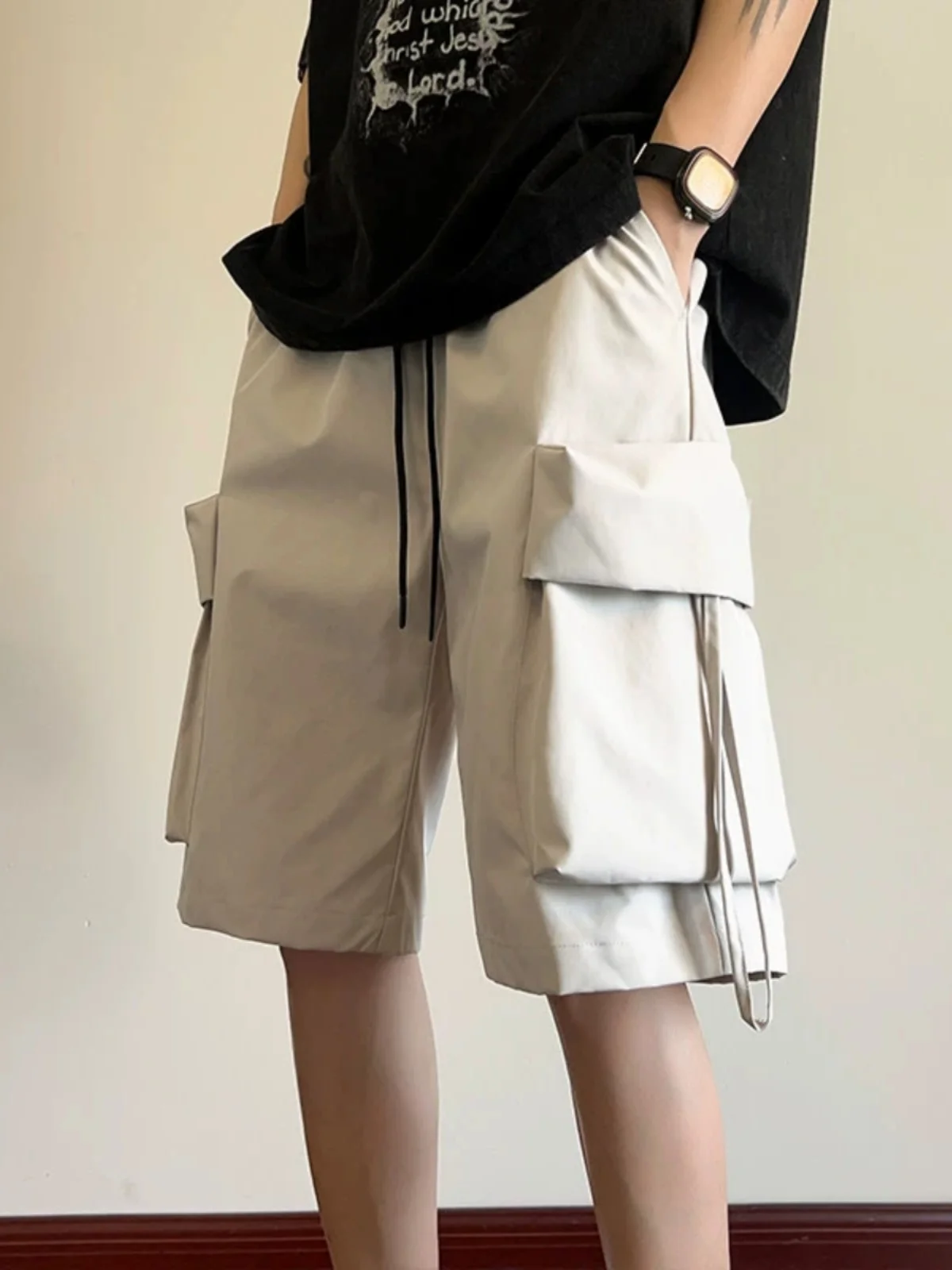 

American Sle Workwear orts Men's Summer 2025 New Straight Leg Five-Quarter Casual Beach Pants Big ket Loose Fit Youthful