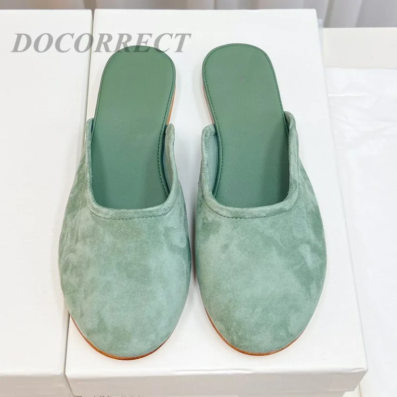 

2024 New Leather Sheepskin Mules Women's Slippers Flat Summer Women's Shoes Sandals