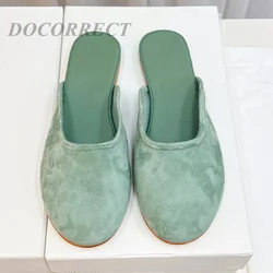 2024 New Leather Sheepskin Mules  Women's Slippers Flat Summer Women's Shoes Sandals