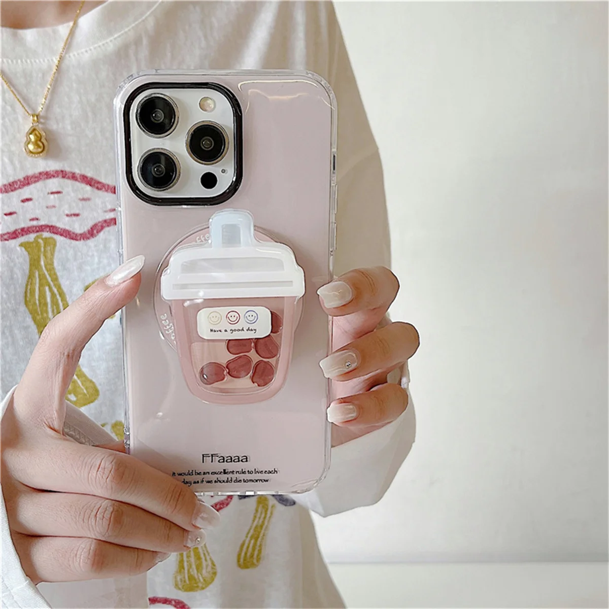 

Simple Cute Magnetic Phone Case For iPhone 16 Pro 14 15 Pro Max Cover with Bubble Tea Stand Holder For Magsafe Cases Funda