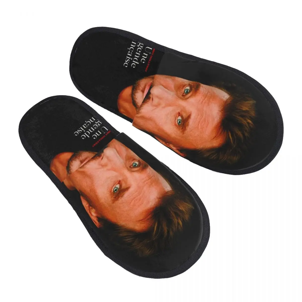 

Custom Cool Johnny Hallyday French Singer Memory Foam Slippers Women Soft Warm Rock Music House Slippers