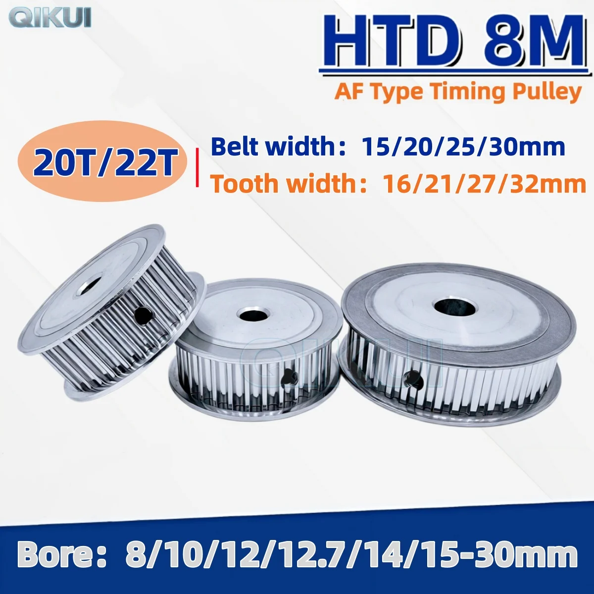 HTD 8M 20T/22Tooth Timing Pulley 8M-20T/22T AF Synchronus Pulley Bore 8-30mm For Width 15/20/25/30mm 8M Timing Belt