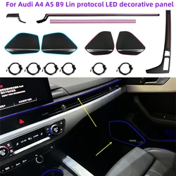 Car LED light strip suitable for Audi A4 A5 B9 Door speaker cover, Dashboard center console decorative panel light 32 colors