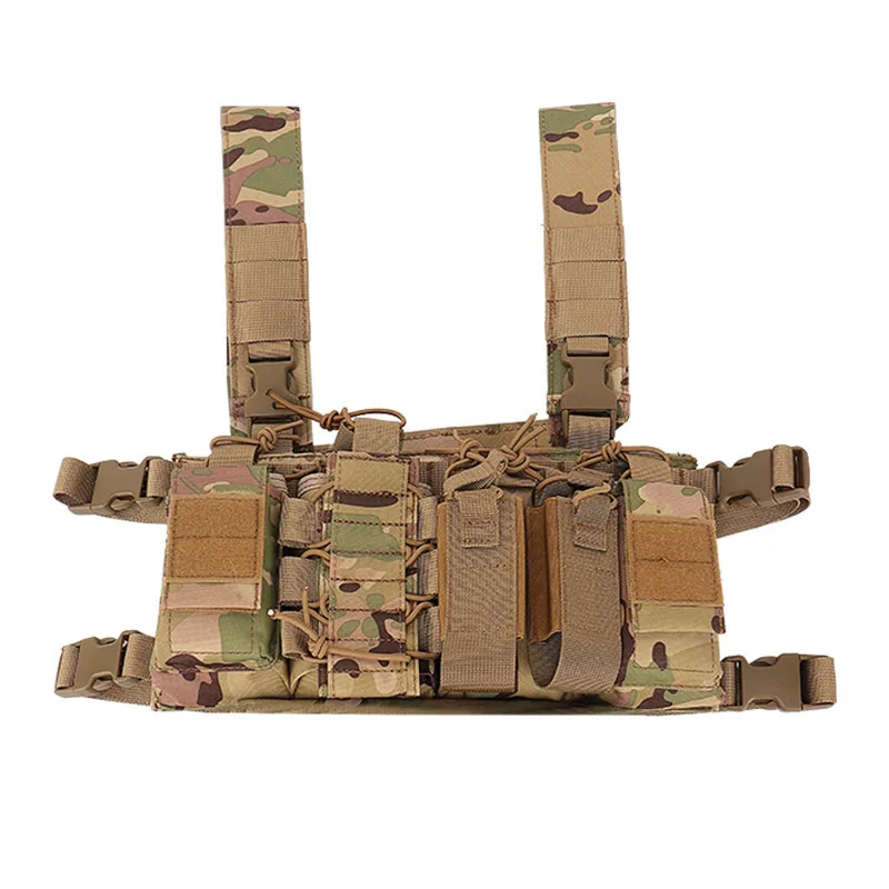 Tactical Chest Vest Radio Harness Front Pouch Holster Molle Vest Rig Bag Airsoft Hunting Radio Waist Pouch Adjustable