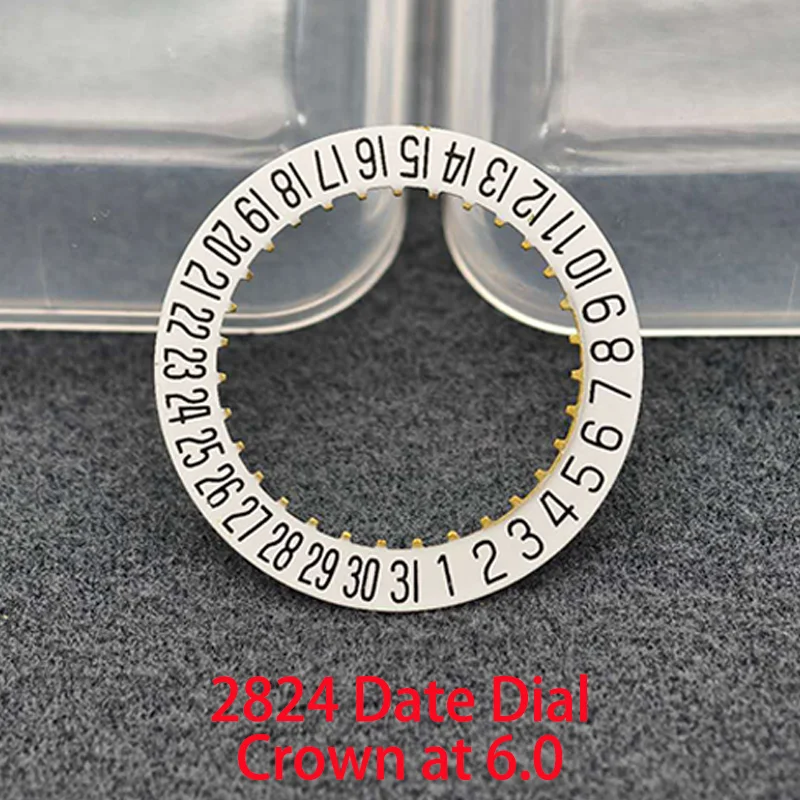 قرص عجلة تاريخ الحركة ETA 2824 لحركة ميكانيكية أوتوماتيكية 2824 تاريخ اليوم عند 3.0/6.0 تاج عند عجلة بيضاء وذهبية وسوداء #2
