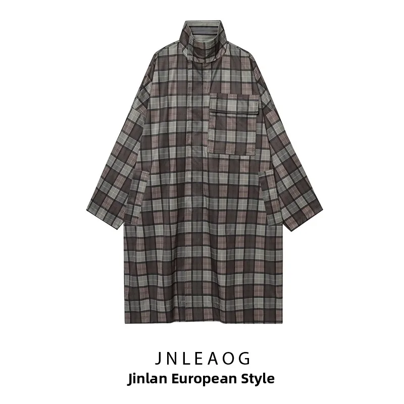 

JNLEAOG Осенняя новинка: модное женское пальто в клетку, универсальное, прямого кроя, для повседневной носки, с длинными рукавами, средней длины, из полиэстера