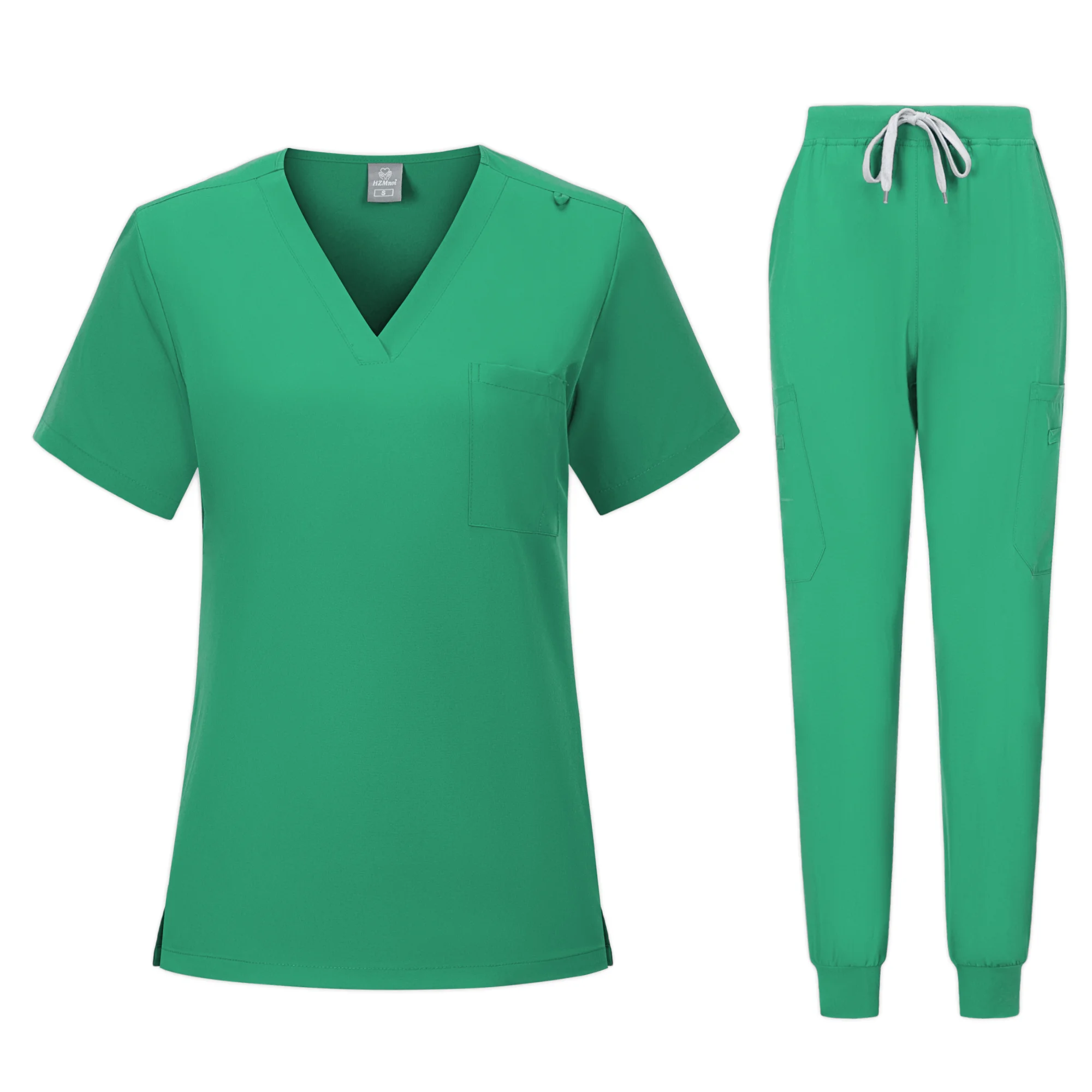 Uniforme médico roxo para mulheres, Calças Jogger Leg, Conjuntos de enfermeira médica, Conjuntos de uniforme de enfermagem com decote em v