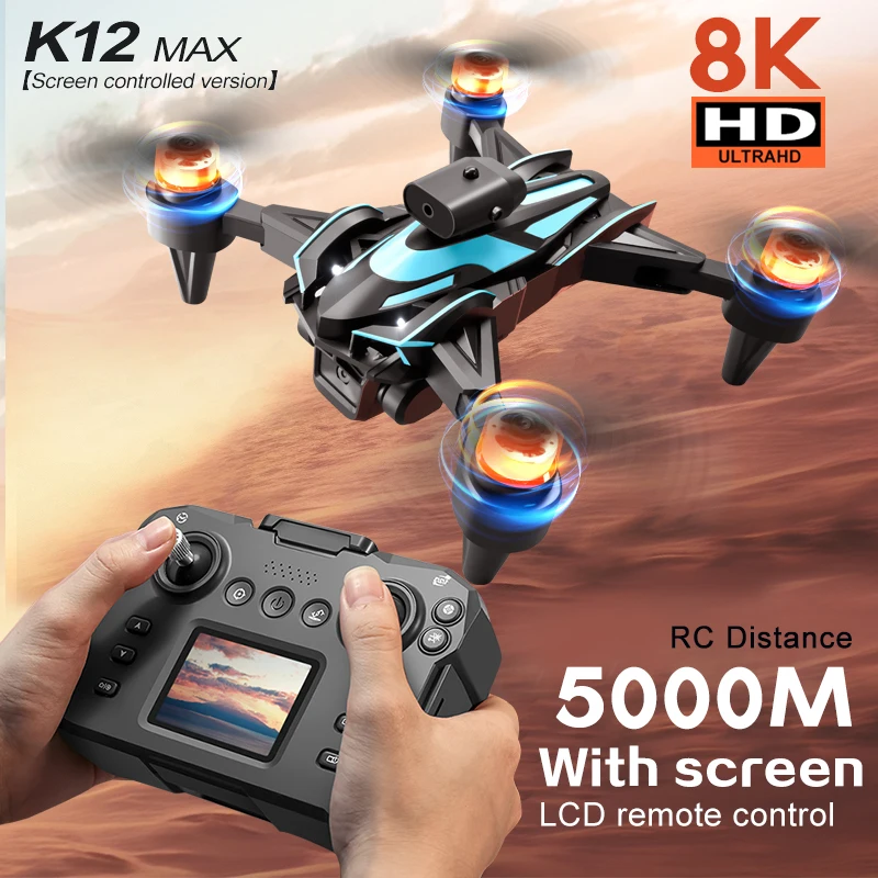 New Upgrade K12 Max Mini Drone 8K HD Dual Cameras Obstacle Avoidance Brushless Aerial UAV FPV Rc Quadcopter Toys Christmas Gifts