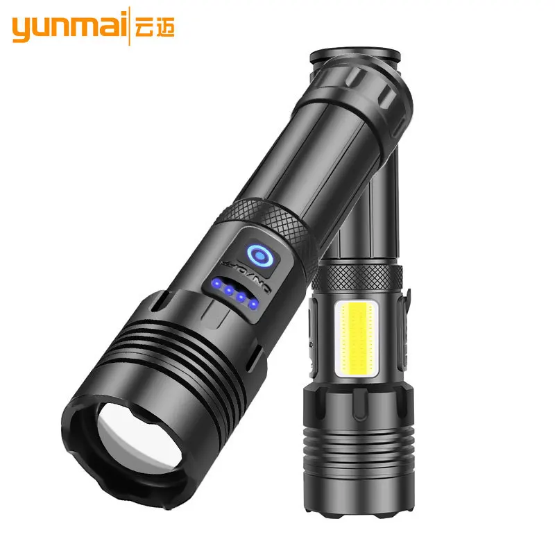 

Portable Strong Light Flashlight 1500LM/1800LM XHP70/XHP160 COB LED Camping Light IPX4 Waterproof USB Charging, Outdoor Lighting