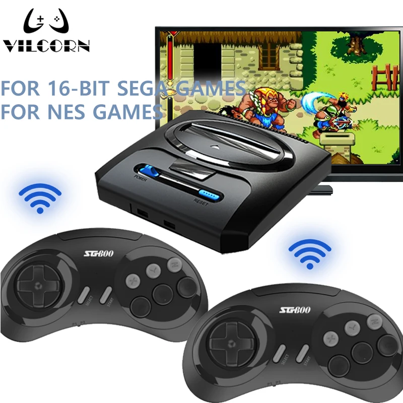 VILCORN-consola de juegos Retro inalámbrica para Sega Mega Drive, controlador de palo de juego, compatible con 2 jugadores, regalo de Dendy Nes, envío directo