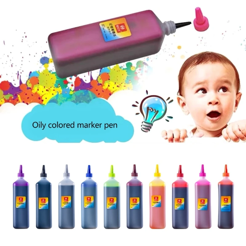 Paint Pens Ink Refill Paint Markers No Fade Quick Dry Multiple Color 200ml Oil-Based Waterproof Paint Marker Pen K1KF