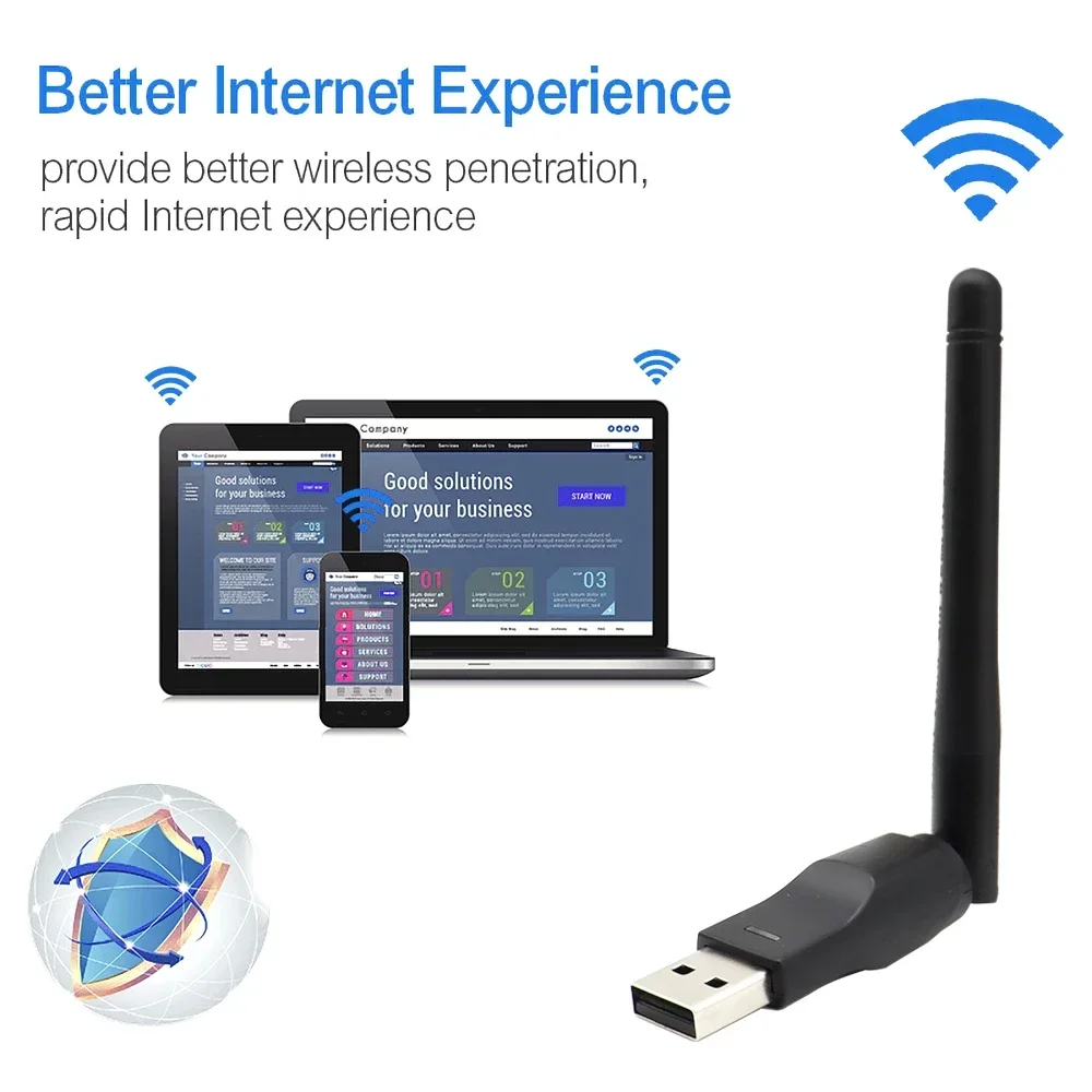 

150Mbps Mini USB Network Card WiFi Adapter LAN Wi-Fi Receiver Dongle 20dBm Antenna 802.11 b/g/n RTL818 MTK7601