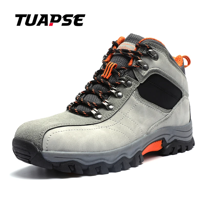 TUAPSE Fashion High Top Hiking Shoes Men's Waterproof Boots Desert Combat Ankle Boots Warm Leather Sneakers