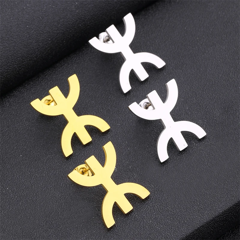 Africa Berbers Earrings for Women Girls Gold Color/Silver Color Berbers Ethnic Fashion Jewelry Gifts Stainless Steel Earrings